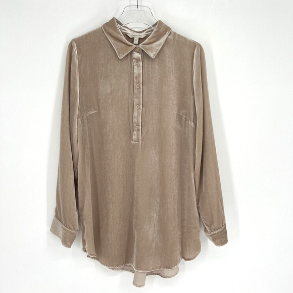 Garnet Hill Top Womens M‎ Cream Velvet Blouse Silk Blend Classic Capsule Career - Picture 1 of 5